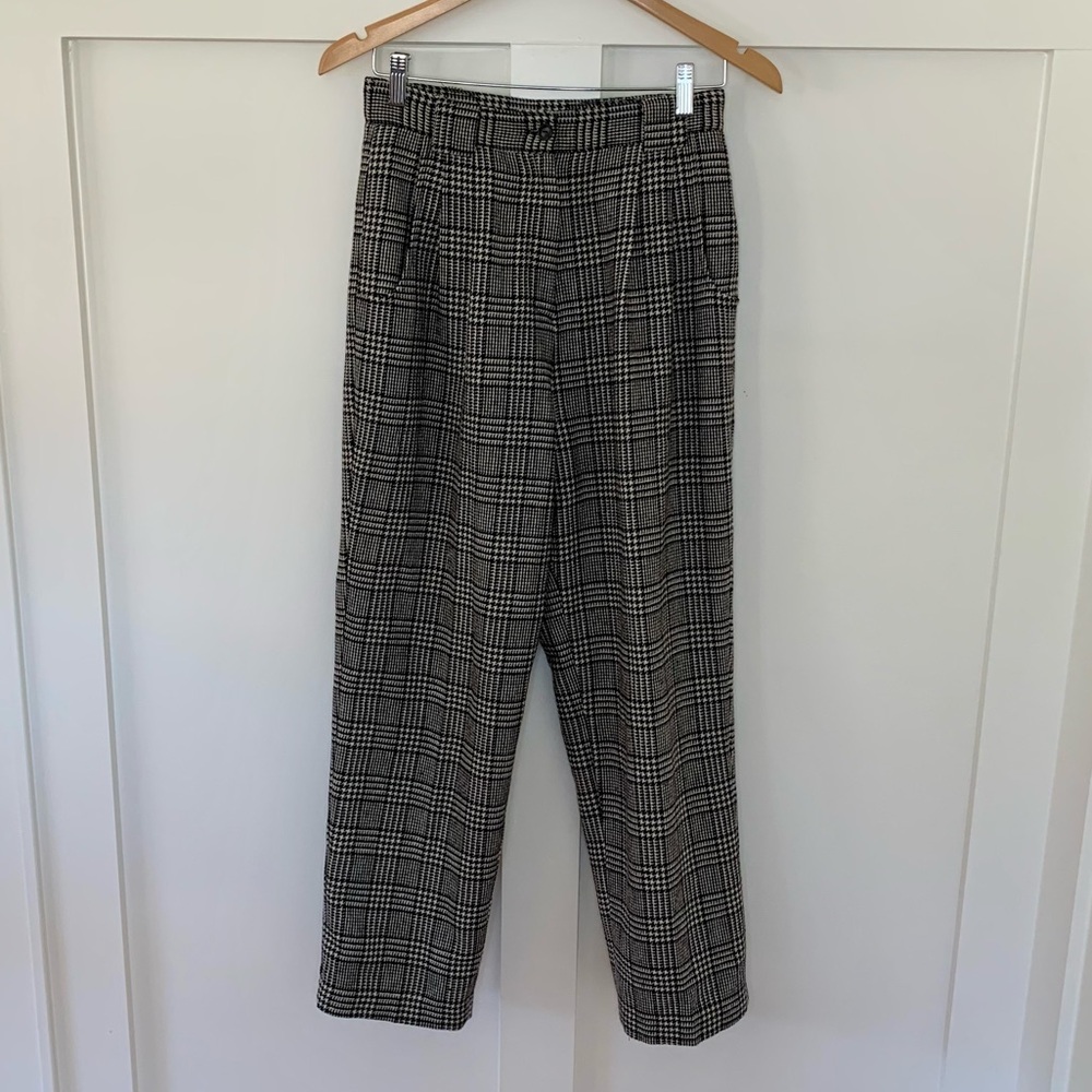 Vintage Savannah black and white houndstooth wool blend fully lined pants